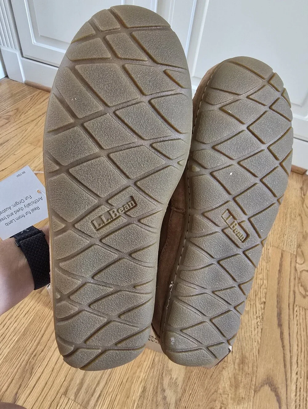 L.L.Bean Kid’s Wicked Good Moccasin Slippers Suede Shearling Size 4 (Big Kid)